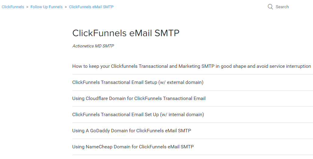 ClickFunnels eMail SMTP